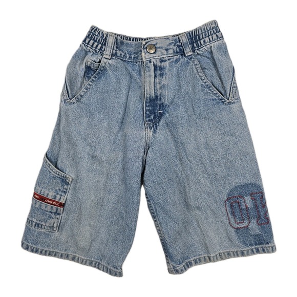 Oshkosh Bgosh Vintage Y2K Boys Size 6 Cargo Blue Jean Shorts - Picture 1 of 6